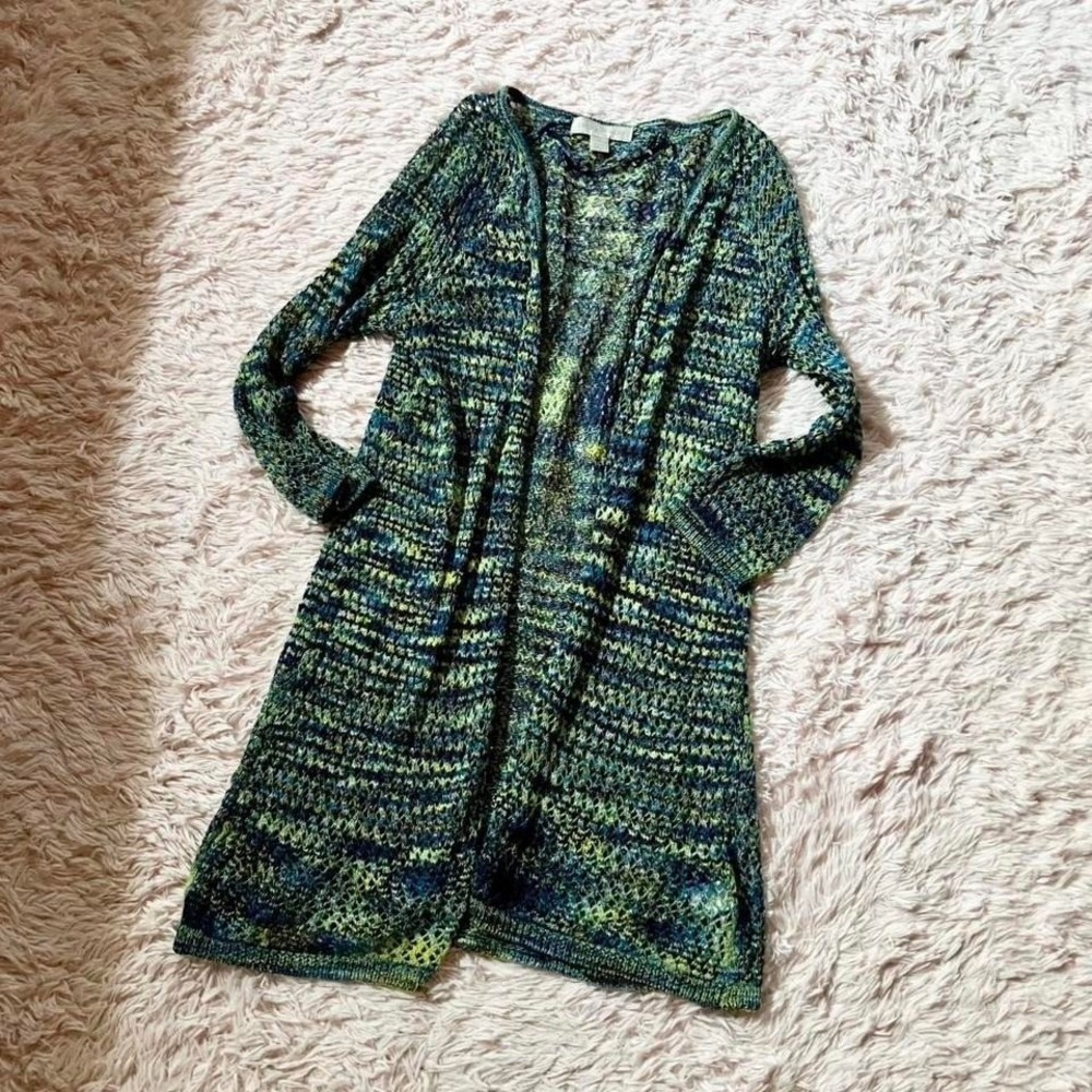 Crotchet Boho Sheer Open Weave Knit Cardigan Womens M Hippie Beachy Earthy Indie